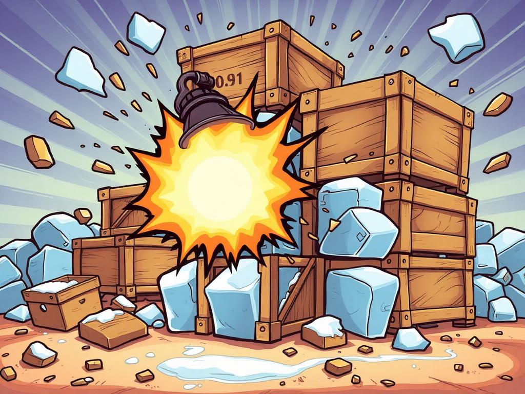 Bomb hitting crates and ice